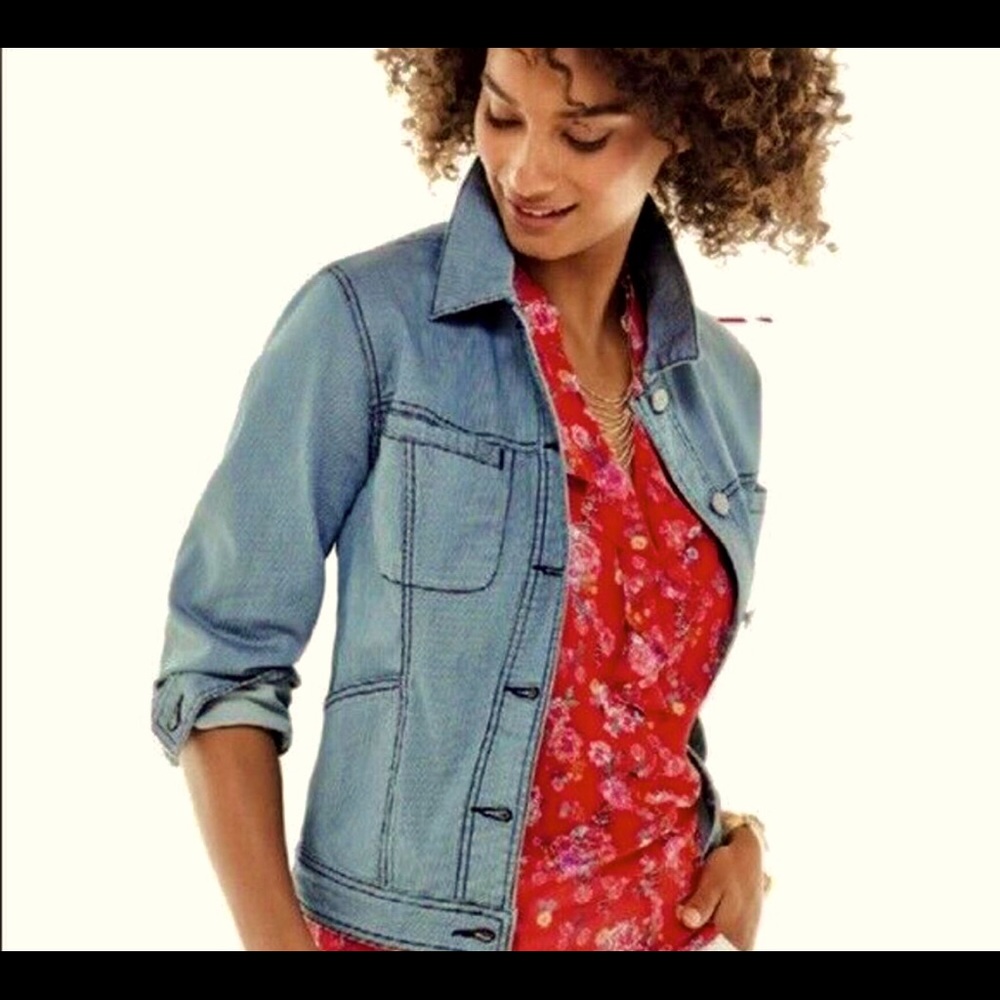 Cabi blue w white pinstripe, Locomotive denim jacket.